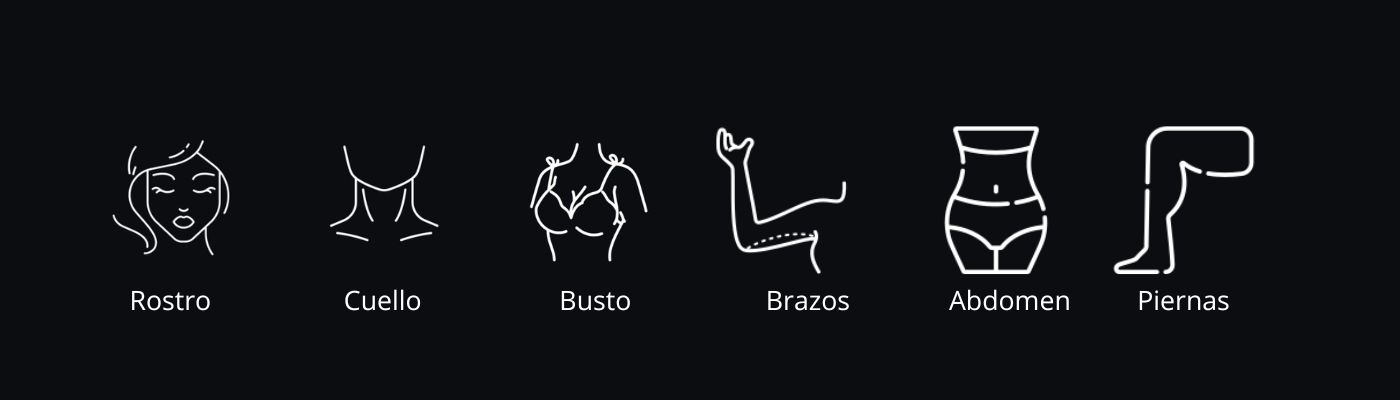 Áreas donde se puede aplicar Endolift: rostro, cuello, busto, brazos, abdomen y piernas